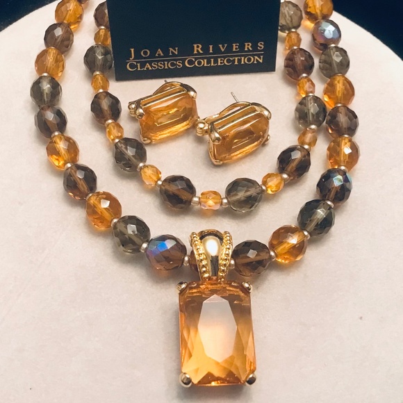 Joan Rivers Vintage Crystal Necklace & Earrings Set - Picture 1 of 16